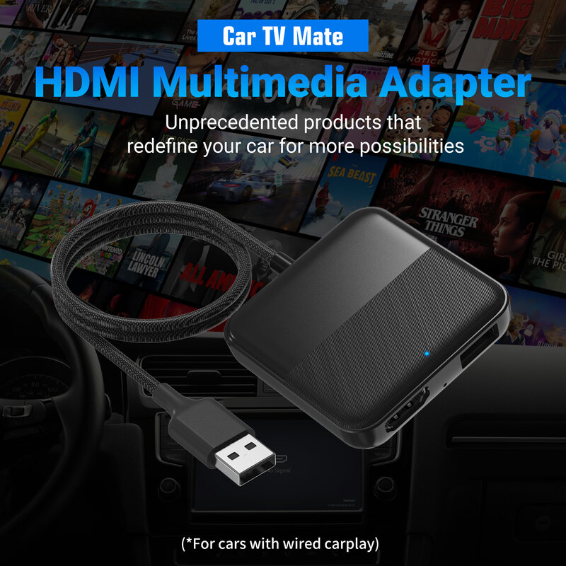 TV Mate Converter for Fire Sticker, HDMI Streaming Media Player, Acessórios de carro, Toyota, Peugeot, Audi, VW, Chevrolet, Kia