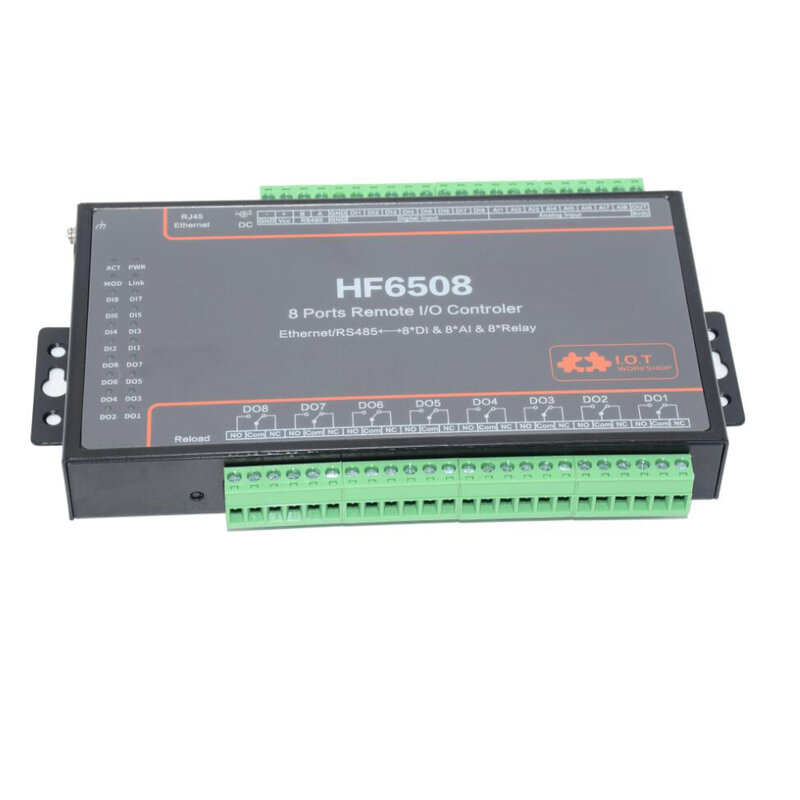 8DI 8DO 8A controlador remoto de entrada y salida de 8 vías Ethernet/RS485 8CH, relé remoto Ethernet/GPRS/relé de red WIFI HF6508