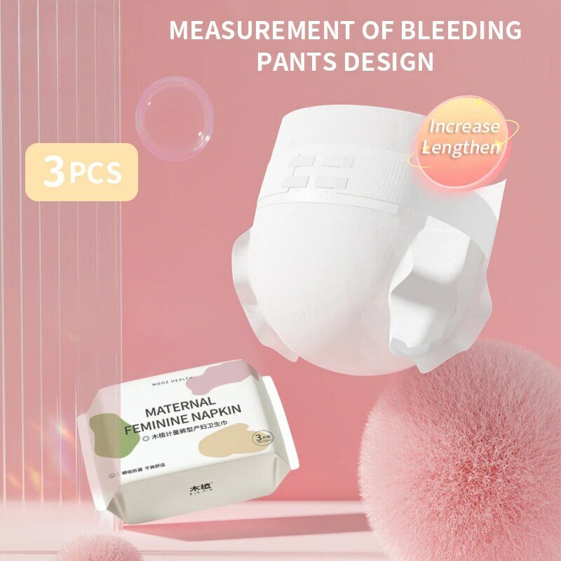 MOOZ 3PCS Disposable Sanitary Towels Pads Cotton  Maternal Menstrual Compreses Disposable Menstrual Absorbent 24-Hour Absorption