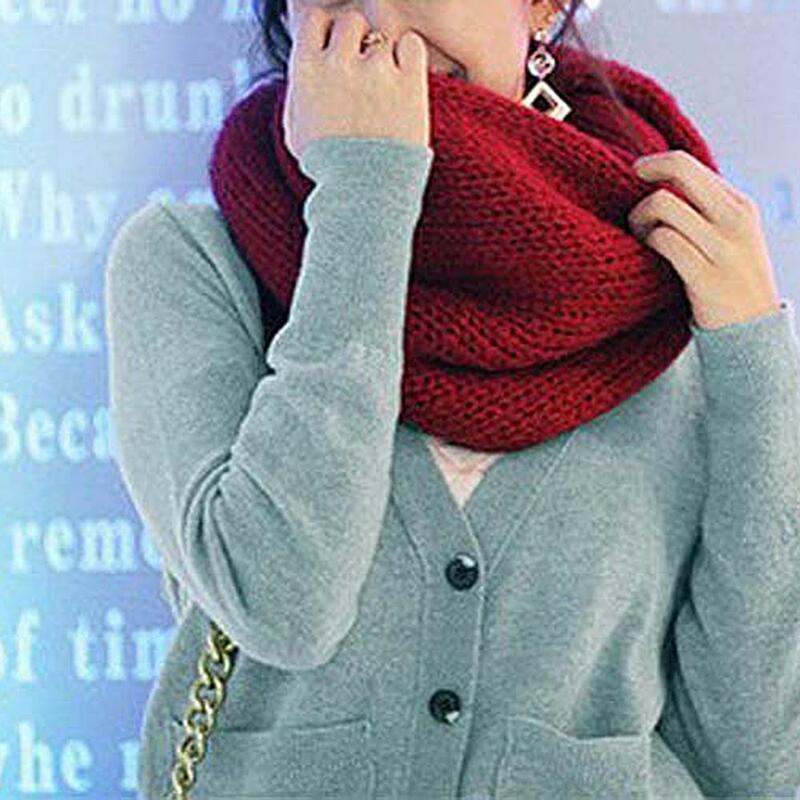 Colar de pescoço de lã tricotado para homens e mulheres, envoltório mais quente, cachecol quente, cachecóis anel, acessório de vestuário, presente, inverno