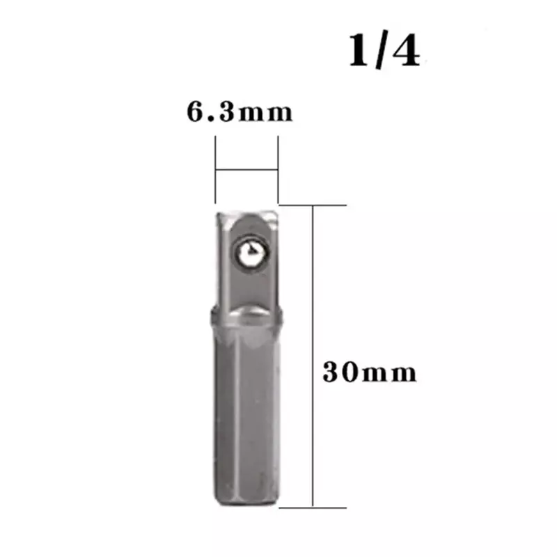 1/4 buah 1/4 "bor soket adaptor untuk dampak Driver Hex Shank ke persegi soket ekstensi konversi mata bor 25/30/50/65mm