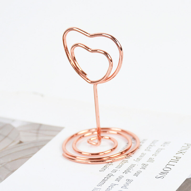 10/15pcs Metal Heart Shape Placecard Photo Holder Stands Place Card Menu Clips Wedding Banquet Party Table Decoration