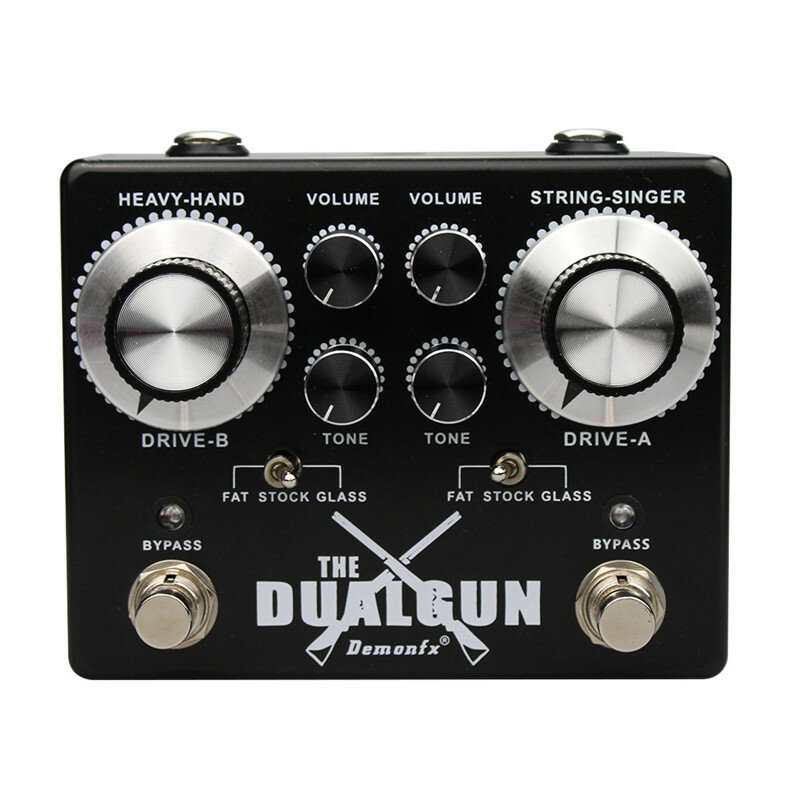 Demonfx dualgun alta qualidade efeito guitarra pedal overdrive distorção com verdadeiro desvio