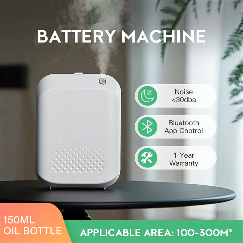 Difusor de aceite con batería, purificador de aire con Control Bluetooth, 300m ³, fragancia para el hogar y la habitación
