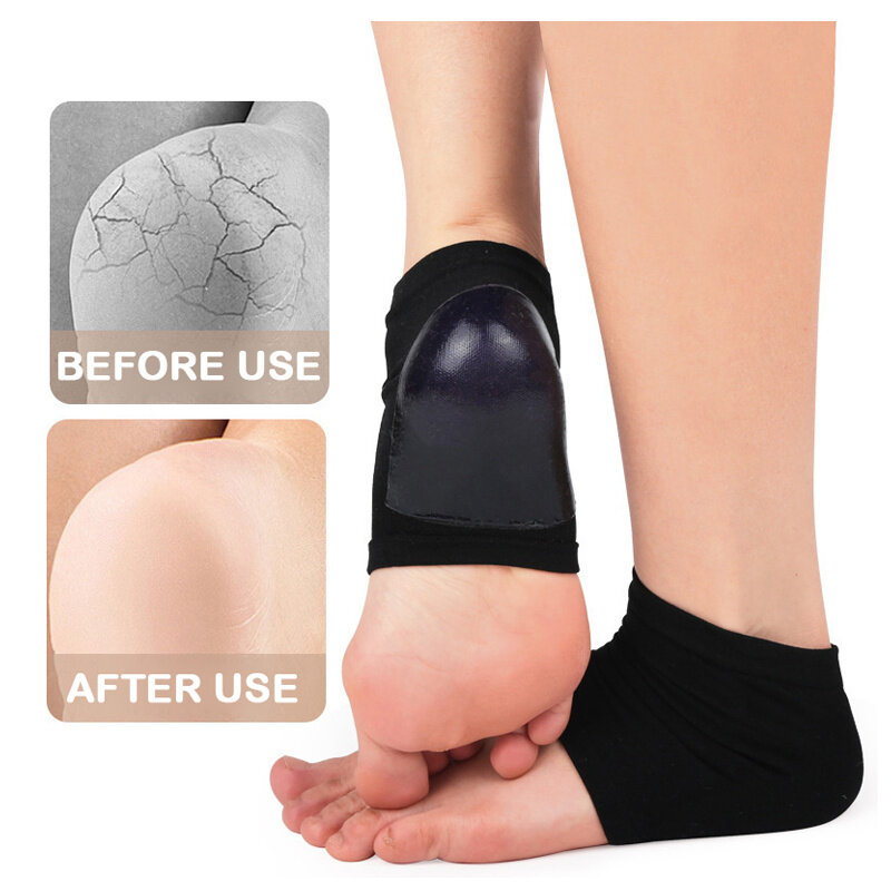 Gel capa protetora calcanhar para o pé, meias anti-cracking, inserções anti-desgaste confortáveis, aliviar almofadas de pressão