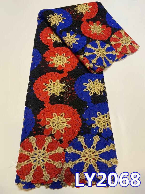 Tela de encaje de guipur bordado francés 2023, tela de encaje africano de alta calidad para costura de fiesta de boda nigeriana LY2068