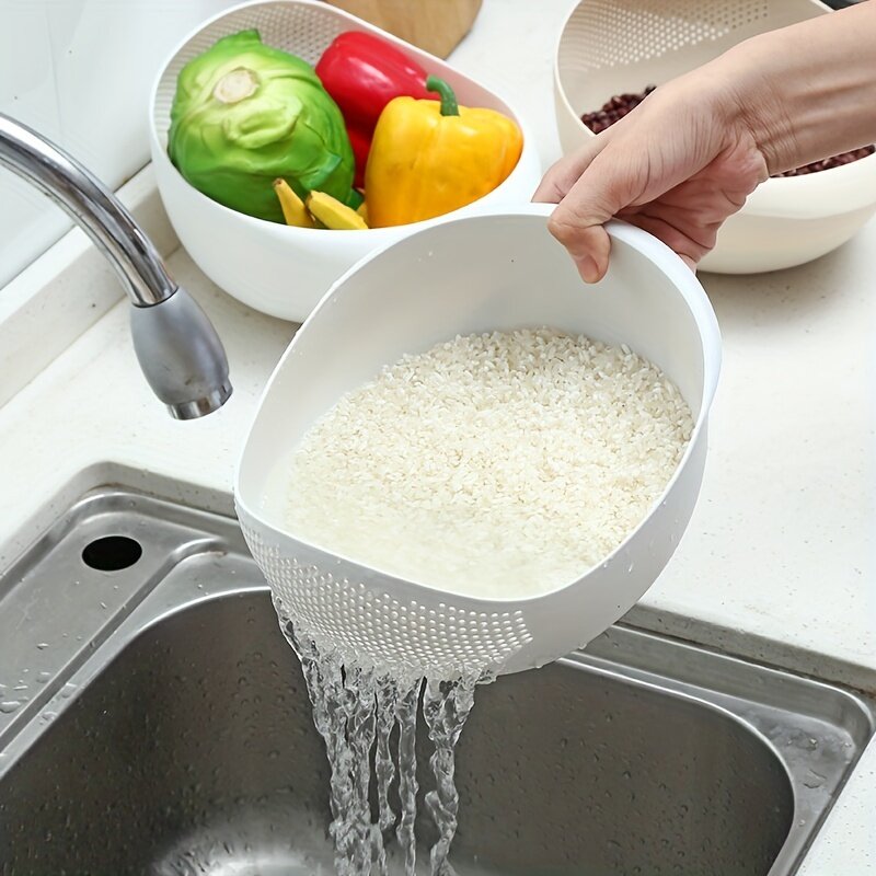 Cesta de drenaje de arroz, filtro de arroz, frutas y verduras de drenaje de tamiz, suministros de cocina, herramientas pequeñas multiusos, 1 pieza