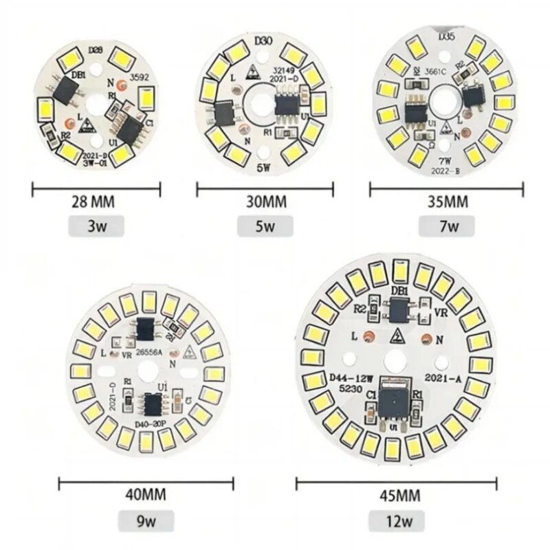 Lámpara de parche de bombilla LED, placa SMD, módulo Circular, placa de fuente de luz para bombilla AC 220V, Chip Led, foco Downlight