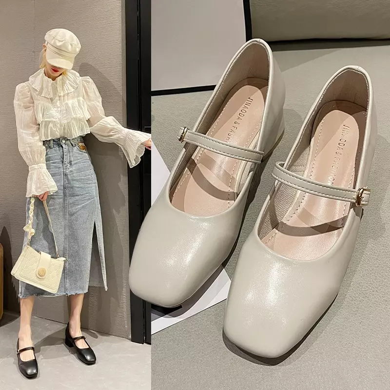 Mary Jane scarpe singole donna 2024 primavera/estate/autunno nuove scarpe versatili e uniche con tacco alto a una linea di eleganza femminile