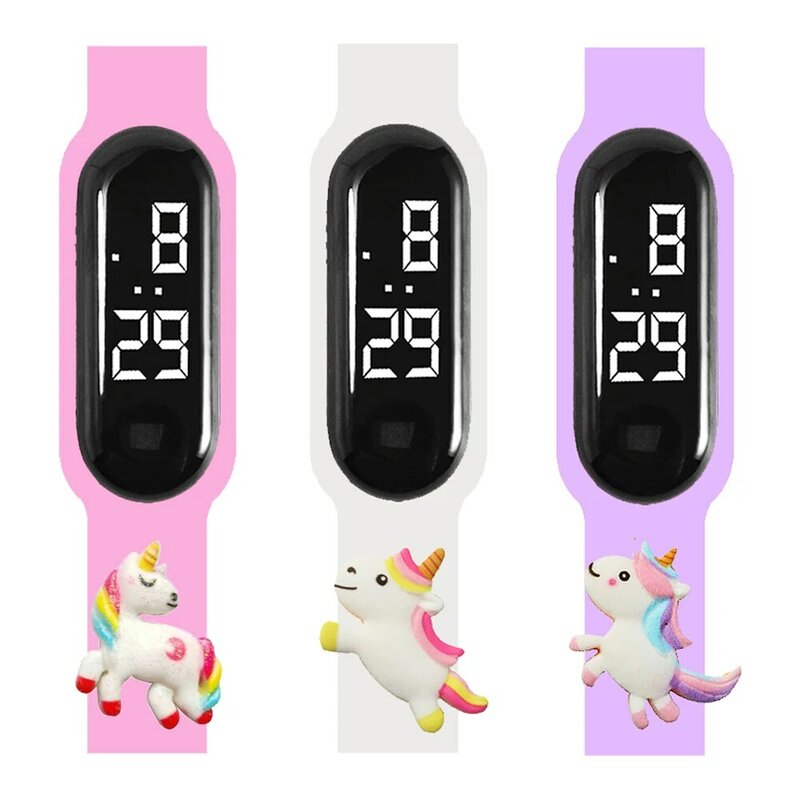 2024 Latest Cartoon Unicorn Children Smart Watch Waterproof Outdoor Sports Bracelet Kids LED Digital Electronic Watches Gifts