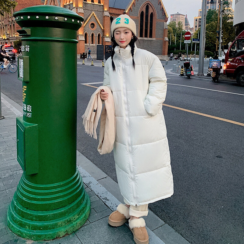 Nuovo cappotto invernale lungo dritto in tinta unita Casual donna parka vestiti con cappuccio elegante giacca invernale capispalla femminile