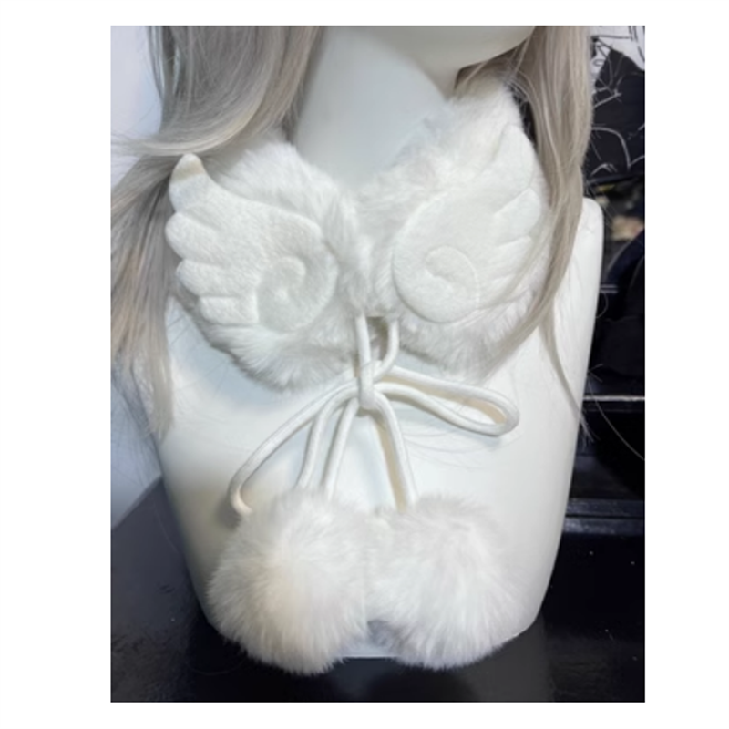 Angel Wings Mine Series Daily Plush Neckband Winter Warmth Scarf Subcultural COS Accessories Cute for Girl and Women