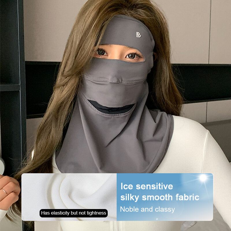 Full Face Sunscreen Mask Female Summer Anti-Ultraviolet Driving Riding Sunshade Face Kini Eye Protection Ice Silk Masks