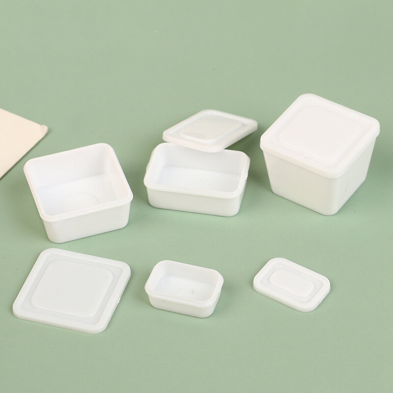 صندوق تخزين بنتو مصغر لدمية ، صندوق غداء أبيض ، ديكور نموذج مطبخ ، اكسسوارات بيت الدمية ، لعبة 1:12 ، مجموعة واحدة