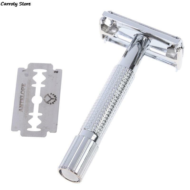 Классическая бритвенная ручка из нержавеющей стали для мужчин, парикмахерский держатель для прямого бритвенного станка, лезвия для бритья