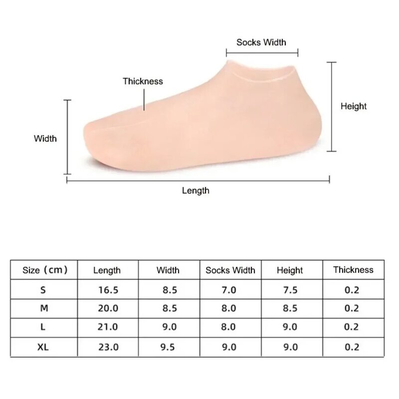 Calcetines de silicona para pies, calcetín de Gel hidratante para Spa, exfoliante y previene la sequedad, cuidado de la piel agrietada, antigrietas, 1 par