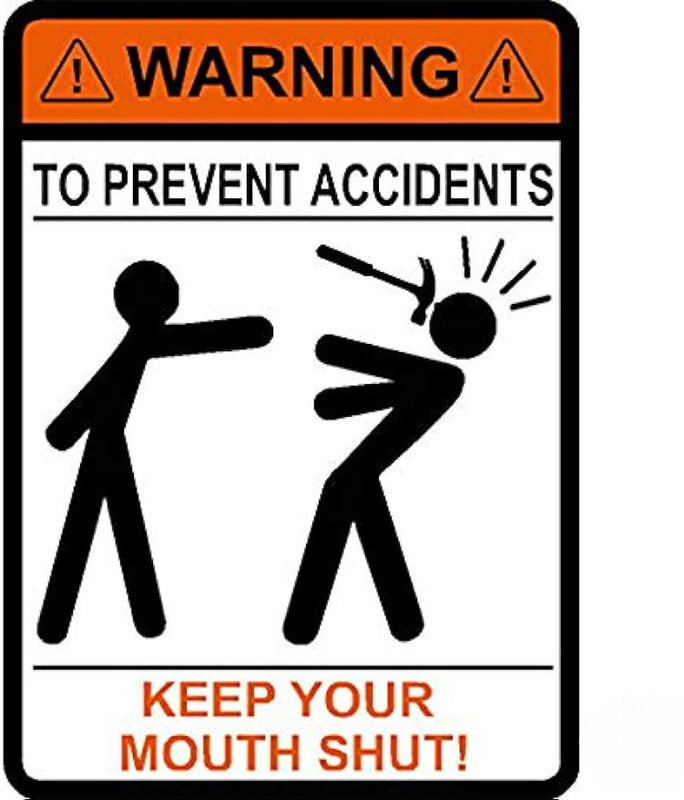 Peringatan reflektif untuk mencegah kecelakaan menjaga mulut Anda tutup, palu, tukang kayu, konstruksi, vinil Decal stiker mobil