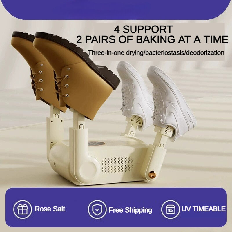 Secador de zapatos electrónico de cuatro soportes, temperatura constante inteligente, UV, plegable, escalable, temporizador, 220V