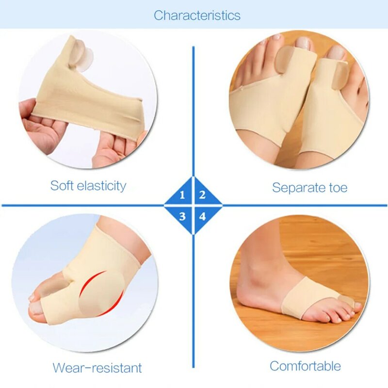 2Pcs Toe Separator Hallux Valgus Bunion Corrector Orthotics Feet Bone Thumb Adjuster Correction Pedicure Sock Straightener Tools
