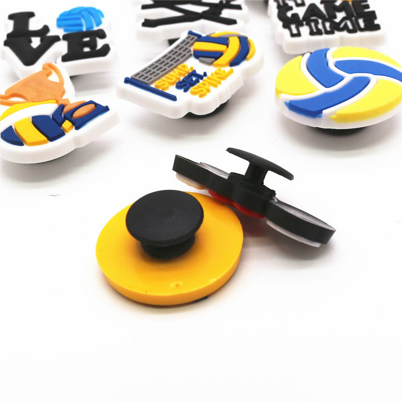 Hot Style 1pcs Ball PVC Shoe Accessories Volleyball Game Sandals Charms Decoration for Clogs Buckle Unisex Party Gifts