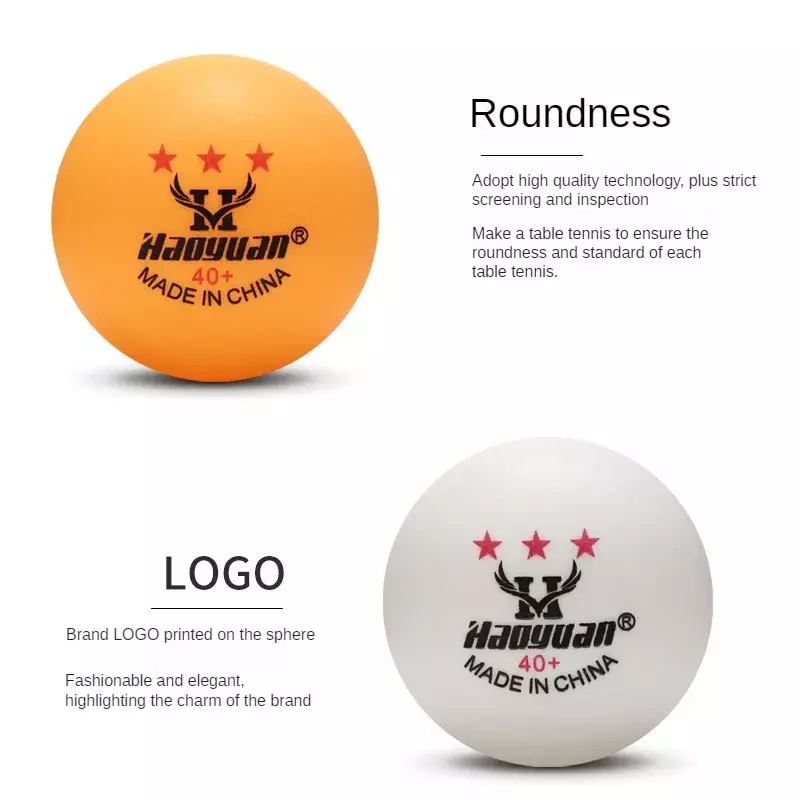 Bolas de pingue-pongue profissional do tênis de mesa, plástico novo do ABS, bolas do treinamento do fósforo, 2.8g, 40 + mm, 3 estrelas