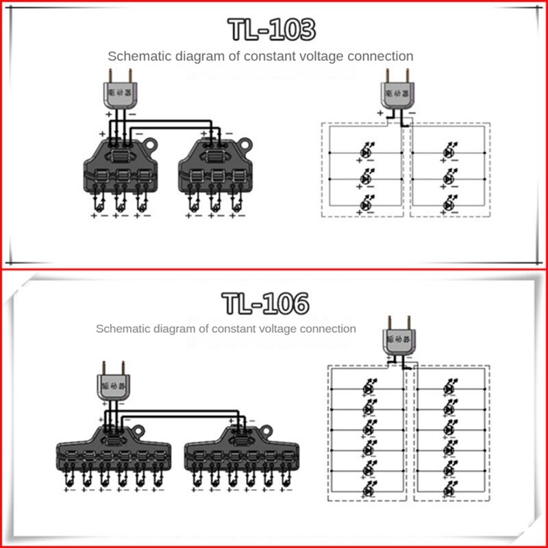 Divisor de línea de conexión rápida, modelo de tira LED, diseño ferroviario, 6 puertos