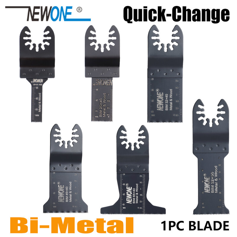 NEWONE Quick-Release 10/20/32/45/65Mm Bi-metal Osilasi Multi Tool Renovator Saw Blades BIM Blades Aksesori Alat Listrik