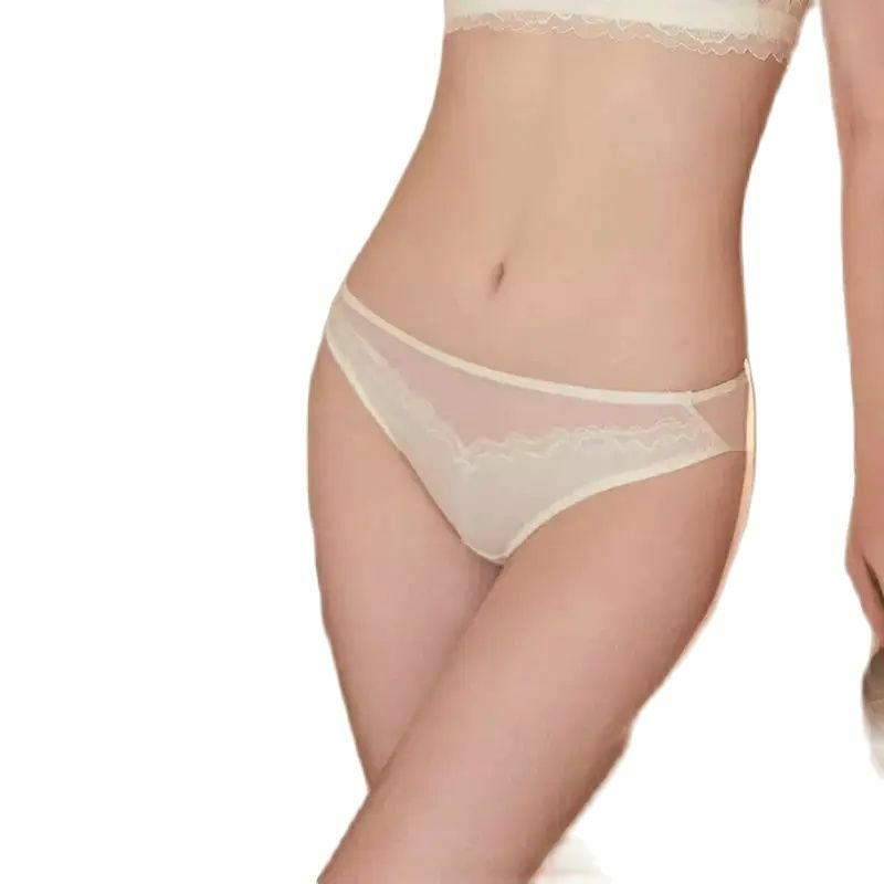 BirdTree-Culotte en dentelle taille basse pour femme, sous-vêtement sexy épissé, entrejambe 100% réel, printemps été 2024, P440113QM
