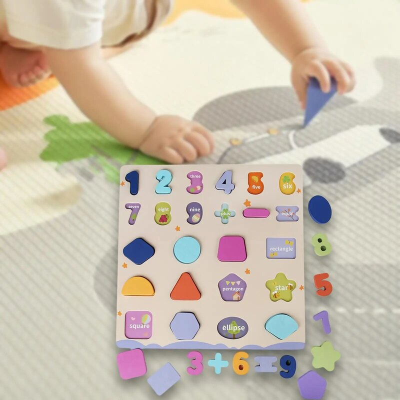 Placa De Puzzle De Número De Madeira, Brinquedo De Aprendizagem Pré-Escolar, Jigsaw 1-9