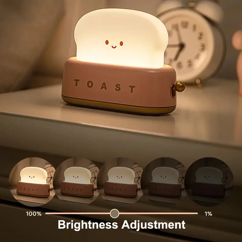 Maszyna do chleba lampka nocna regulacja światła LED miękkie lampa biurkowa kreatywny USB wymagalny biurko lampa do sypialni Home lampa dekoracyjna