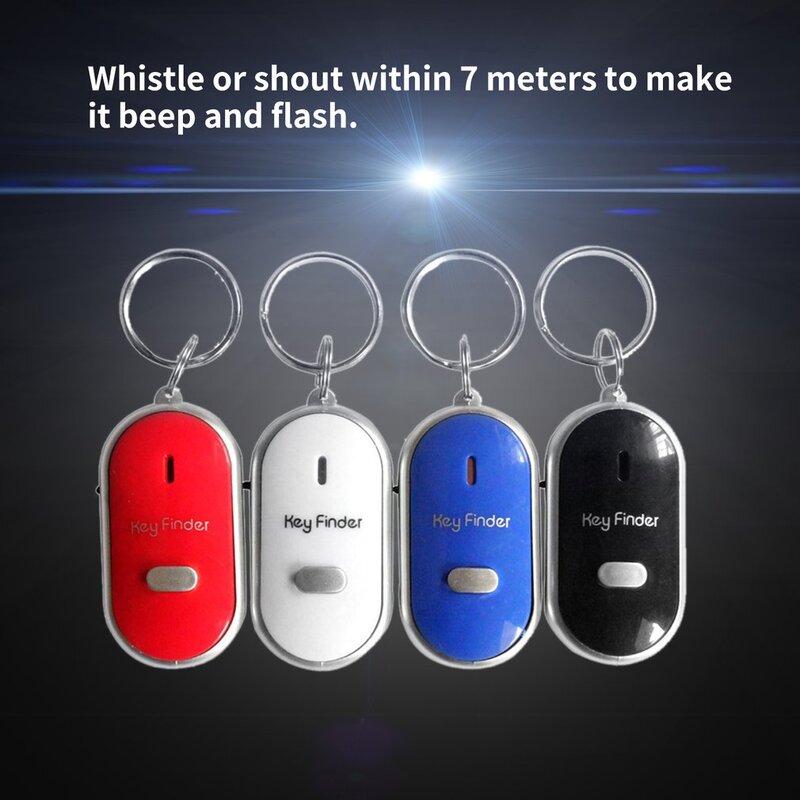 LED Whistle Key Finder com piscando sinal sonoro controle de alarme, localizador anti-perdido, rastreador com chaveiro