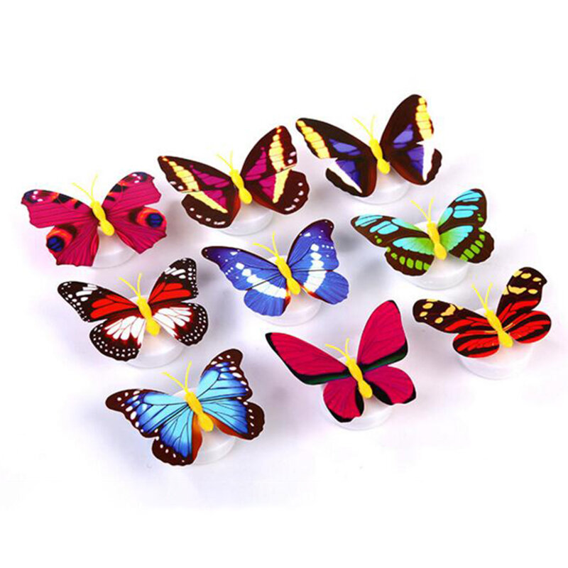 Butterfly Self-adhesive LED Wall Lamp Creative Home Room Decoration Night Light Indoor Atmosphere Lighting Random Color