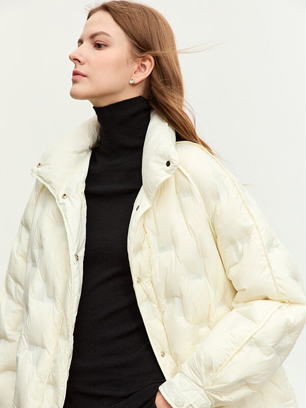 AMII-abrigos de plumón minimalistas para mujer, chaquetas largas holgadas de manga raglán con cuello levantado, cálidas, para oficina, invierno, 2023, novedad de 12324010