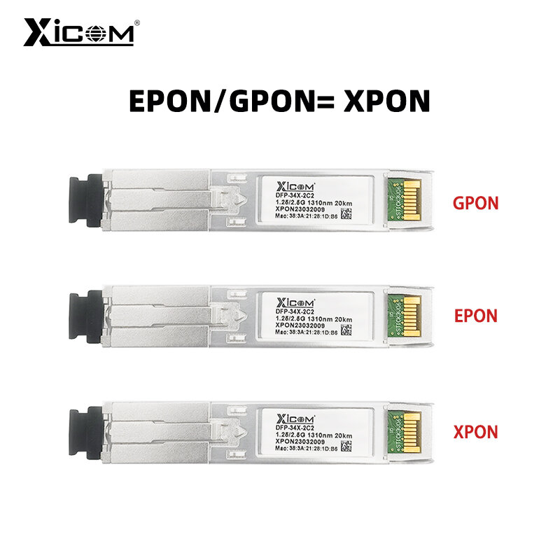 1.25G/2.5G XPON Stick SFP ONU With MAC SC Connector 1310nm/1490nm DDM Pon Module Ont 20KM Modem OLT ONU MAC XPON=EPON/GPON