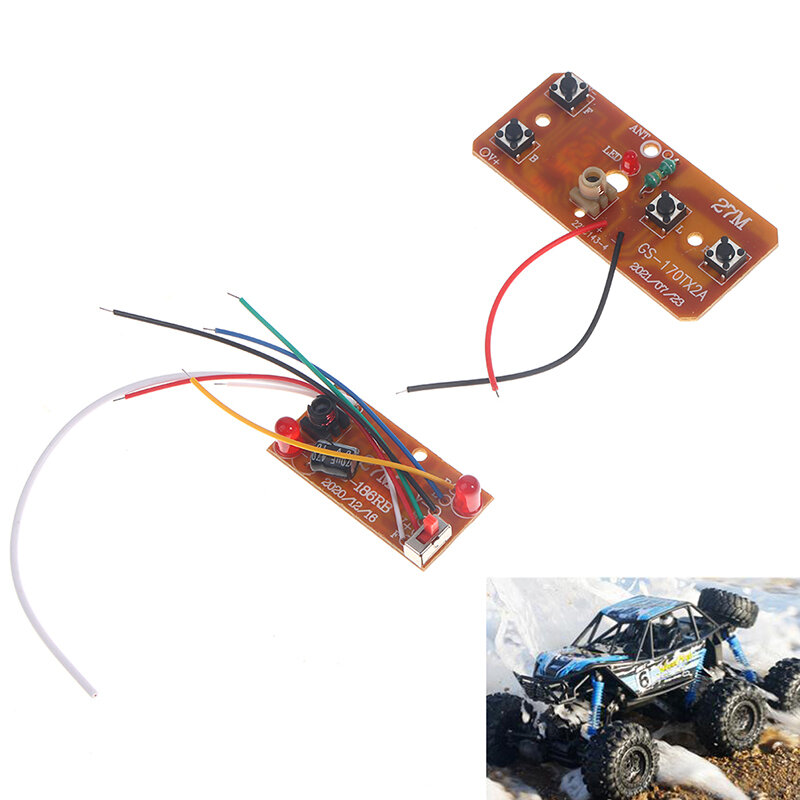 1 Set 4CH RC Remote Control 27MHz Circuit PCB Transmitter and Receiver Board with Antenna Radio System for RC Car Truck Toy