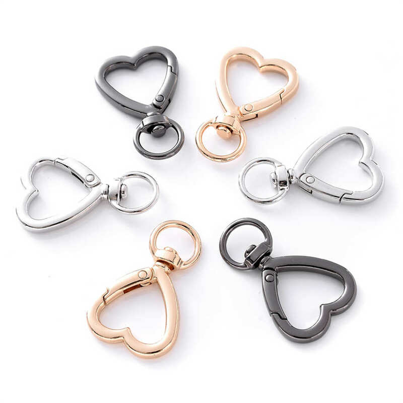 5 шт., позолоченные кольца для ключей в форме сердца