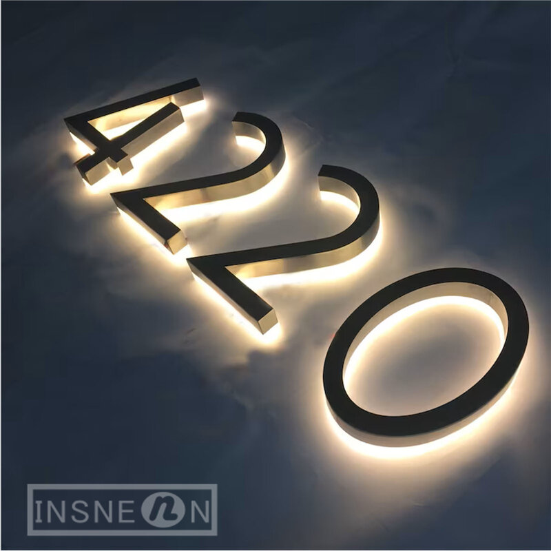 LED Hausnummer hinter leuchtet Acryl Außentür Marker Adress schild Wand LED Brief Business Logo