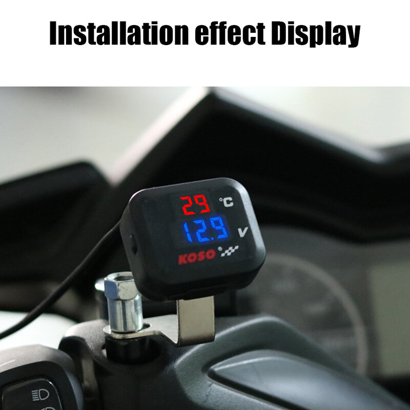 Monitor keselamatan sepeda motor 24V 12V USB pengisi daya 3.0 Voltmeter termometer tes Meter instrumen aksesori Cluster Universal