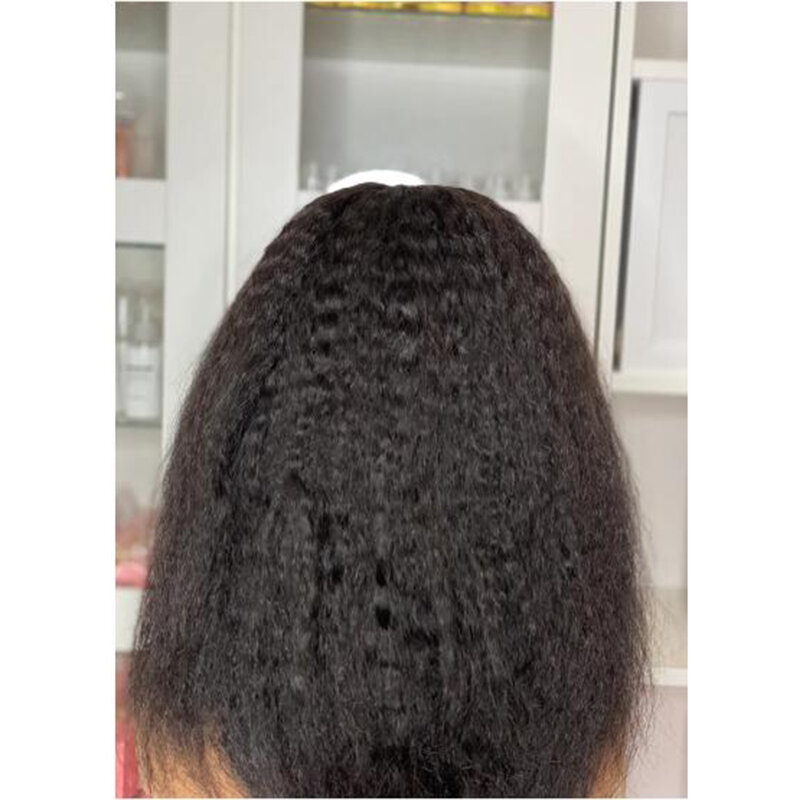 180 gęstość Yaki miękkie 26 "długie czarne, perwersyjne proste koronkowa peruka na przód dla czarnych kobiet, bez kleju, żaroodporne
