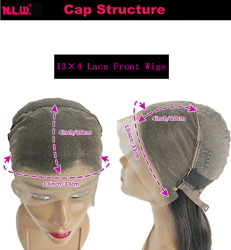 N.W-perucas dianteiras do cabelo humano do laço para mulheres, preto natural, Bob curto, em linha reta, 13*4, 12 dentro, densidade 180%