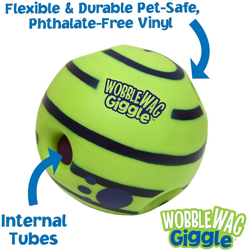 Wobble Wag, мерцающий шар, Веселый гигающий звук при рулоне или встряхивании, питомцы знают, как показано по телевизору