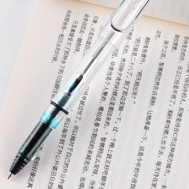 Piston Fountain Pen Type Gel Pen Transparent White Student Bullet Gel Pen Needle School Stationery 0.5/0.38mm Calligraphy H J5B0