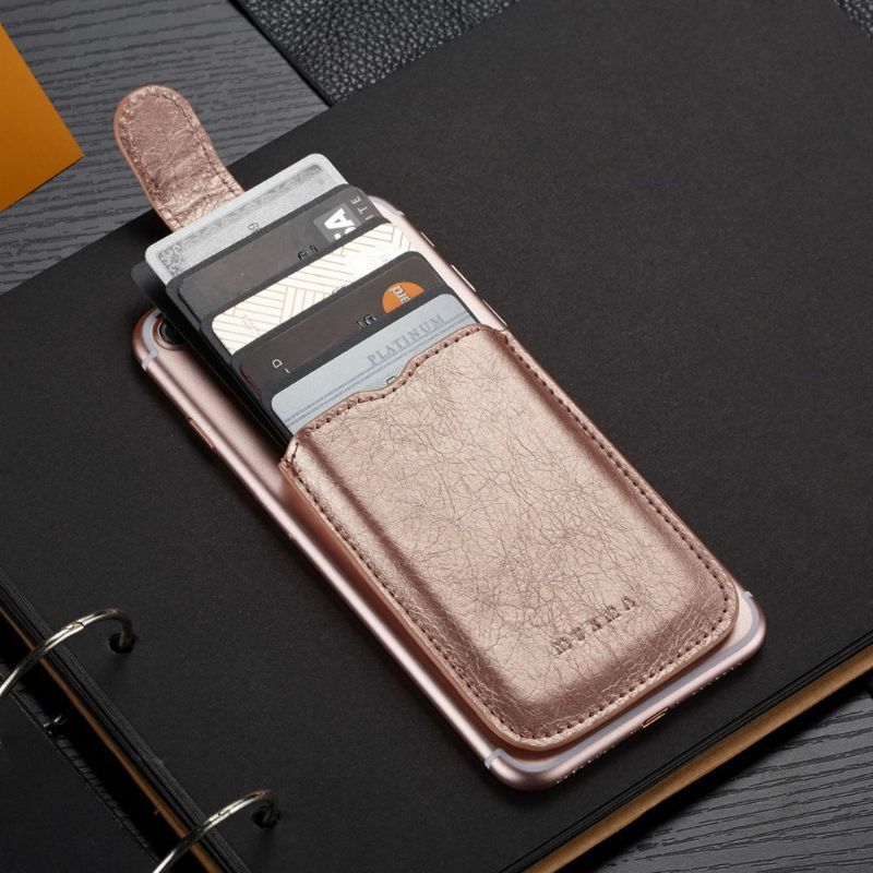 PU Leather Wallet Card Bag Adhesive Holder for Case Sticker for Cell Phone
