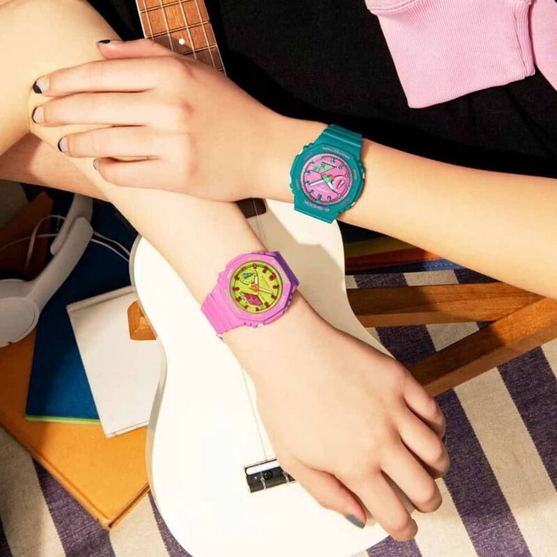 G Shock jam tangan pasangan, arloji olahraga luar ruangan multifungsi tahan guncangan dengan tombol LED dan tampilan ganda