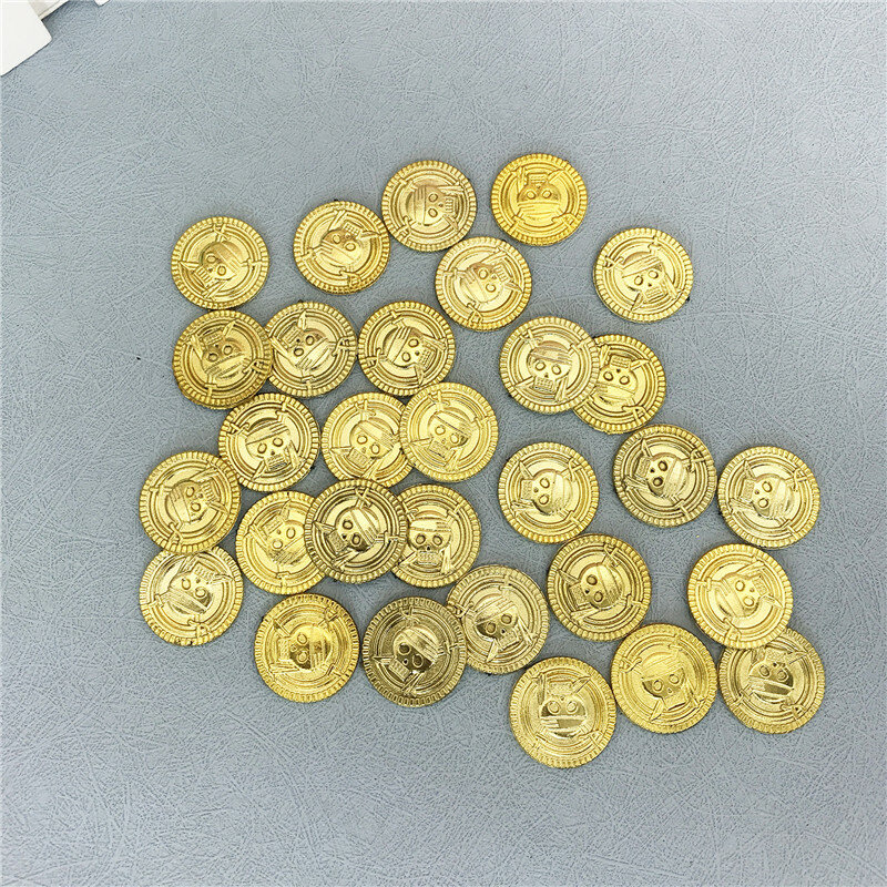 JQSYRISE-Monedas de pirata de calavera de plástico dorado para fiesta de cumpleaños para niños, juego de monedas del Tesoro, accesorios de Cosplay, suministros de feliz Halloween, 30 piezas