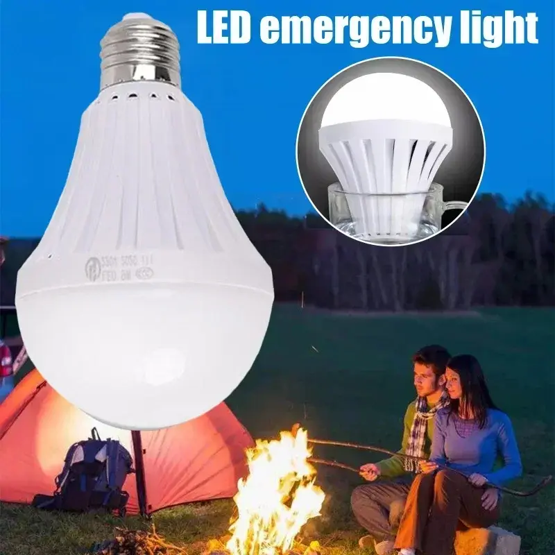 Bombilla LED inteligente recargable para el hogar, lámpara de iluminación de emergencia, ahorro de energía, 15W, E27