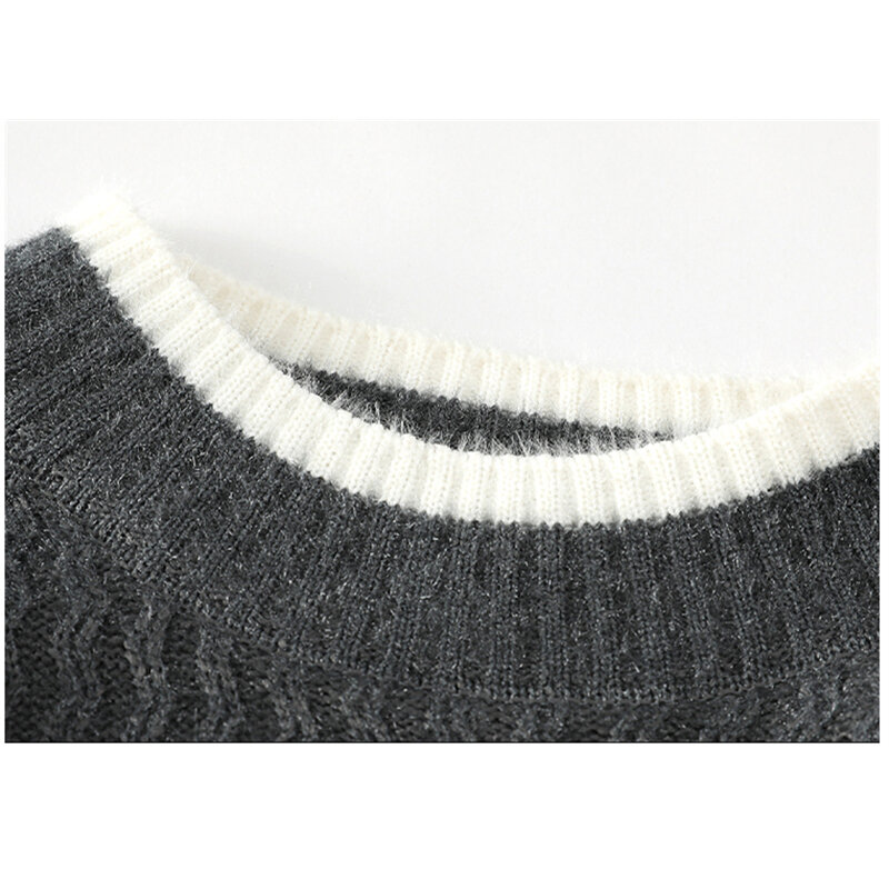 Suéter de malha com gola O masculino, pulôver, malha casual, outono, inverno, 2023