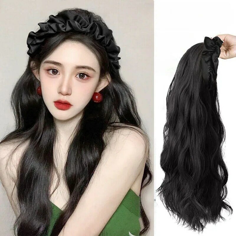 Wig Women's Long Hair U-shaped Half Head Cover Cloud Hair Hoop Large Wave Integrated Wig Head Cover
