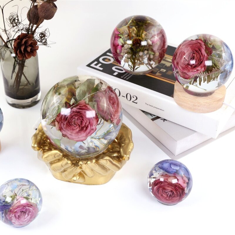 Moule en silicone de cristal de sphères de bricolage, fleur sèche, veilleuse, miroir, élection, décoration de la maison, rangement, 1 pièce