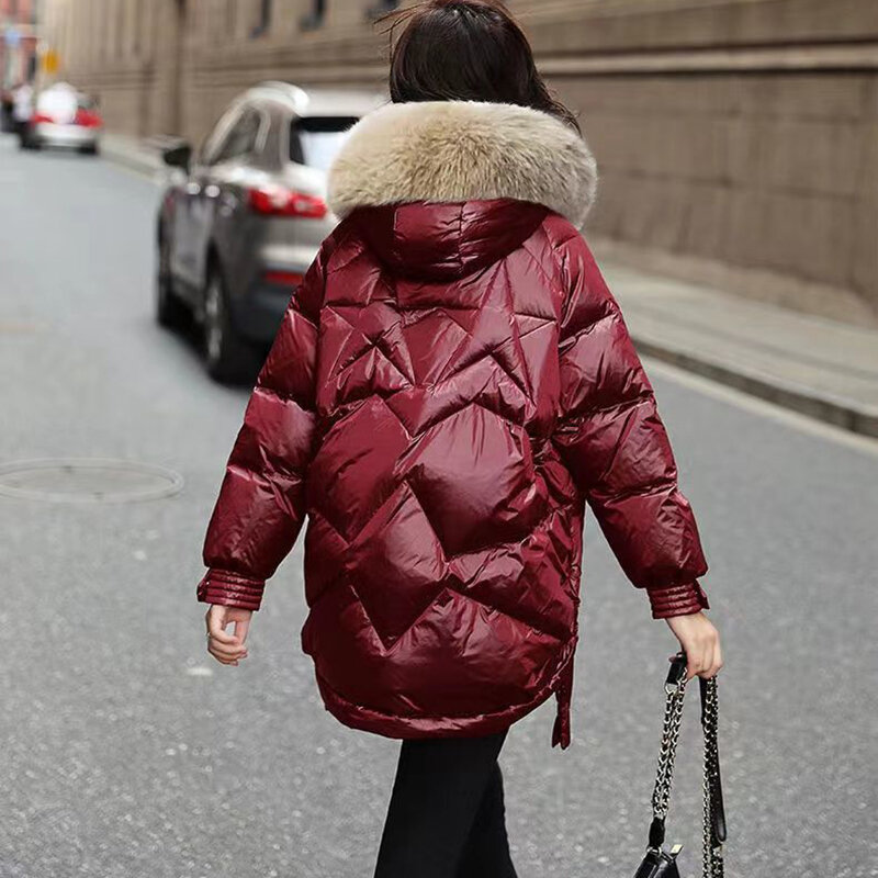 Giacca invernale donna nuovo 2023 addensare caldo piumino di cotone femminile parka impermeabile collo di pelliccia finta cappotto di neve con cappuccio di grandi dimensioni